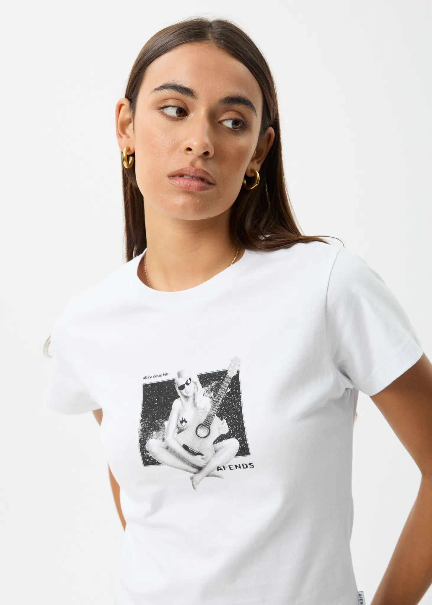 AFENDS Womens Classic Hits - Baby Tee - White