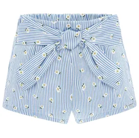 Blue Striped Daisy Shorts