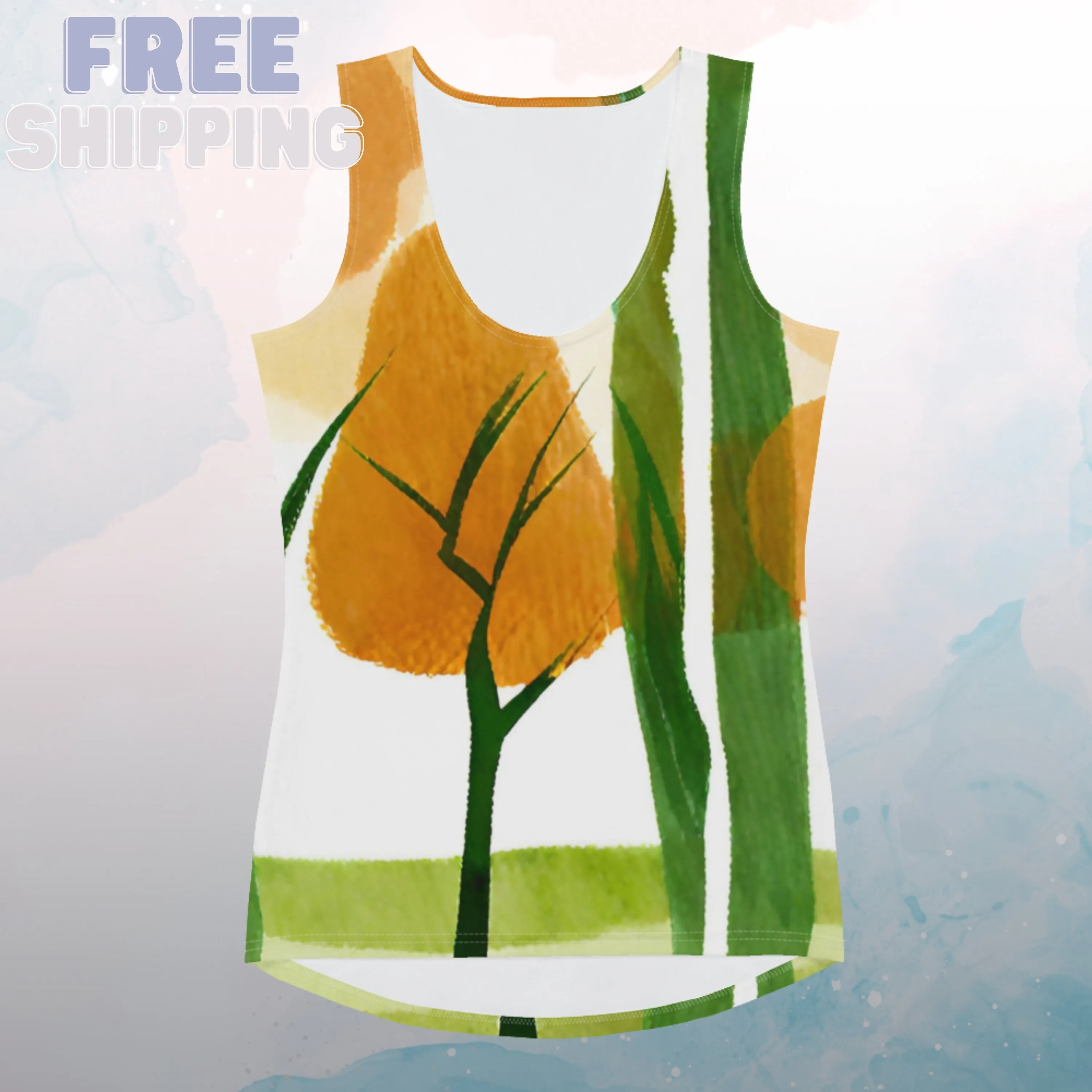 Bold Fall Forest Print Sublimation Workout or Summer Tank Top