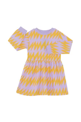 Bonds Girls Long Sleeve Tee Dress - Ziggy Zig-Ah Yellow/Lilac