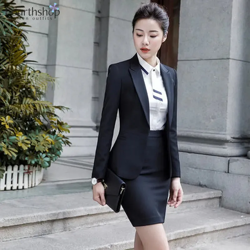 Business Lady Uniform Formal Pant Suits Female 2 Piece Office Set