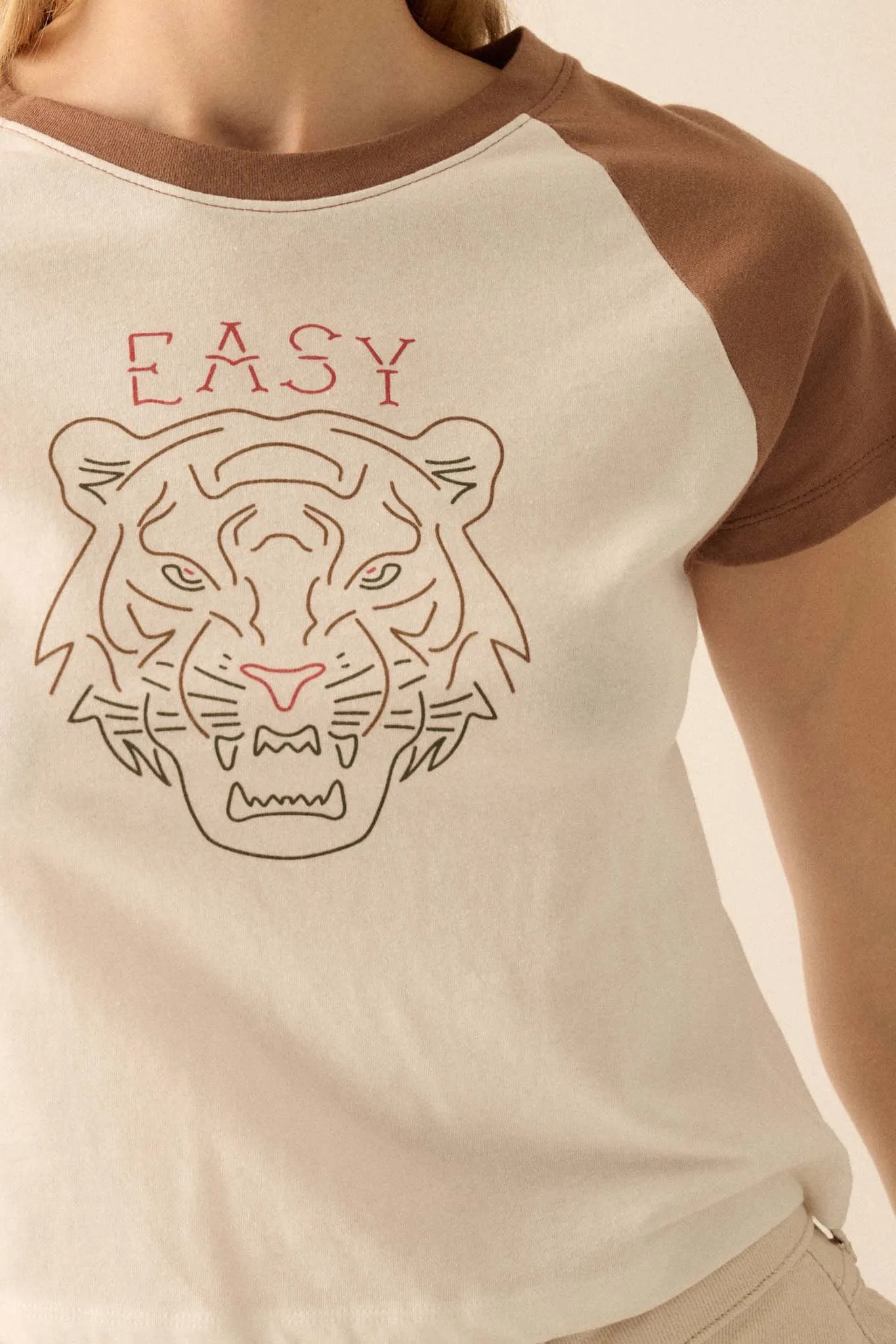 Easy Tiger Cropped Raglan Graphic Baby Tee