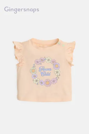 Gingersnaps Flower Child Ruffle Sleeves Graphic Tee