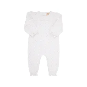 Long Sleeve Penny's Playsuit - Sandpearl Pink Microdot