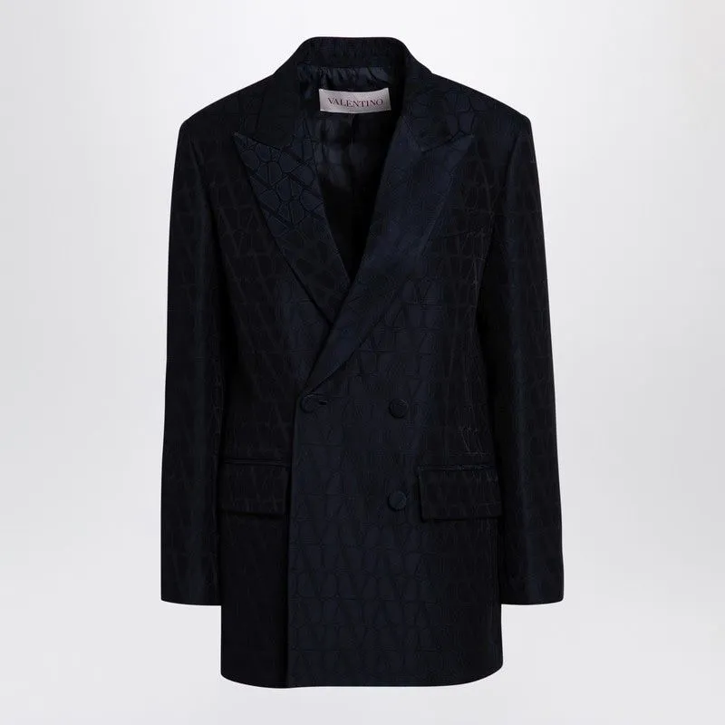 NAVY BLUE DOUBLE-BREASTED JACKET TOILE ICONOGRAPHE