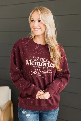 "Warm Memories" Crew Neck Pullover- Burgundy