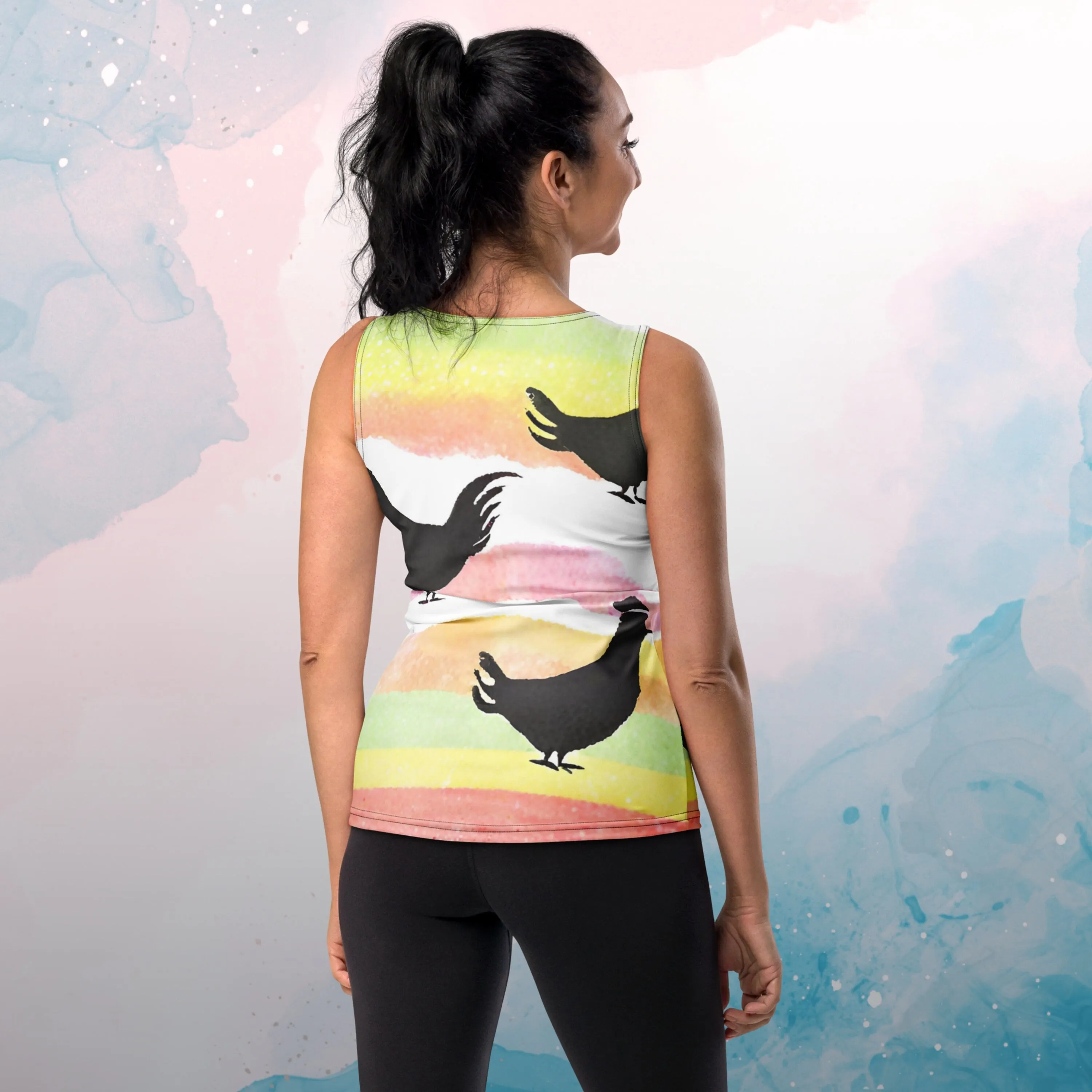 Rainbow Abstract Chicken Lover Sublimation Tank Top Gift Idea for Her