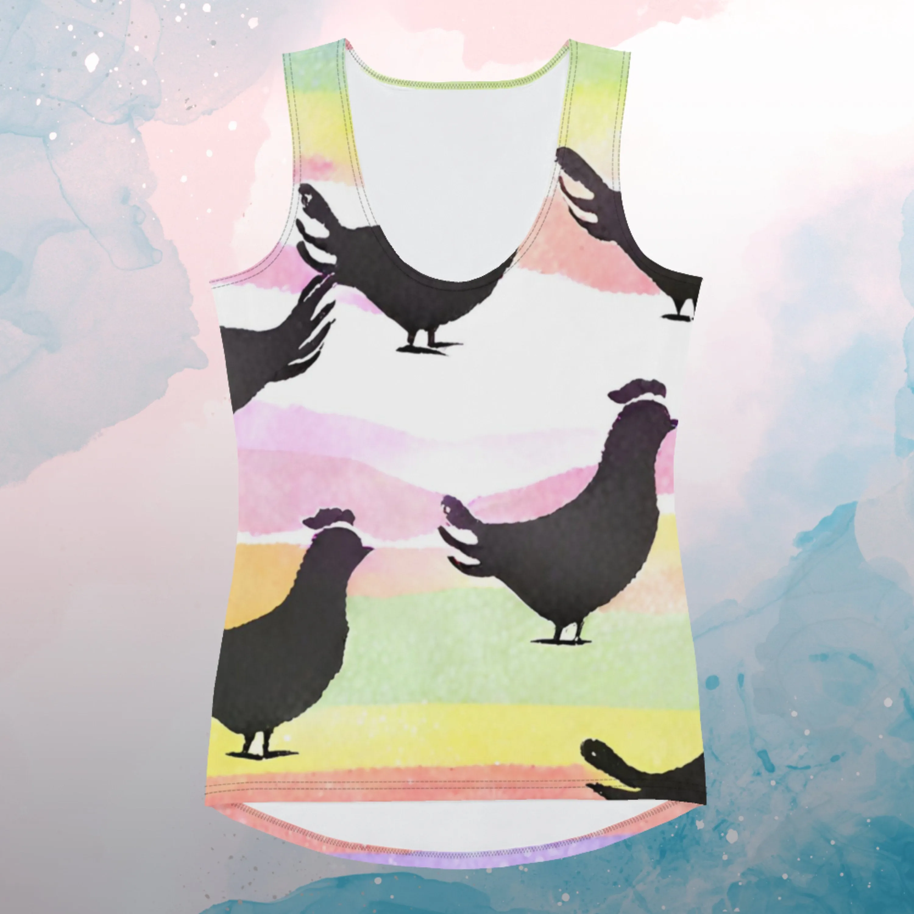 Rainbow Abstract Chicken Lover Sublimation Tank Top Gift Idea for Her