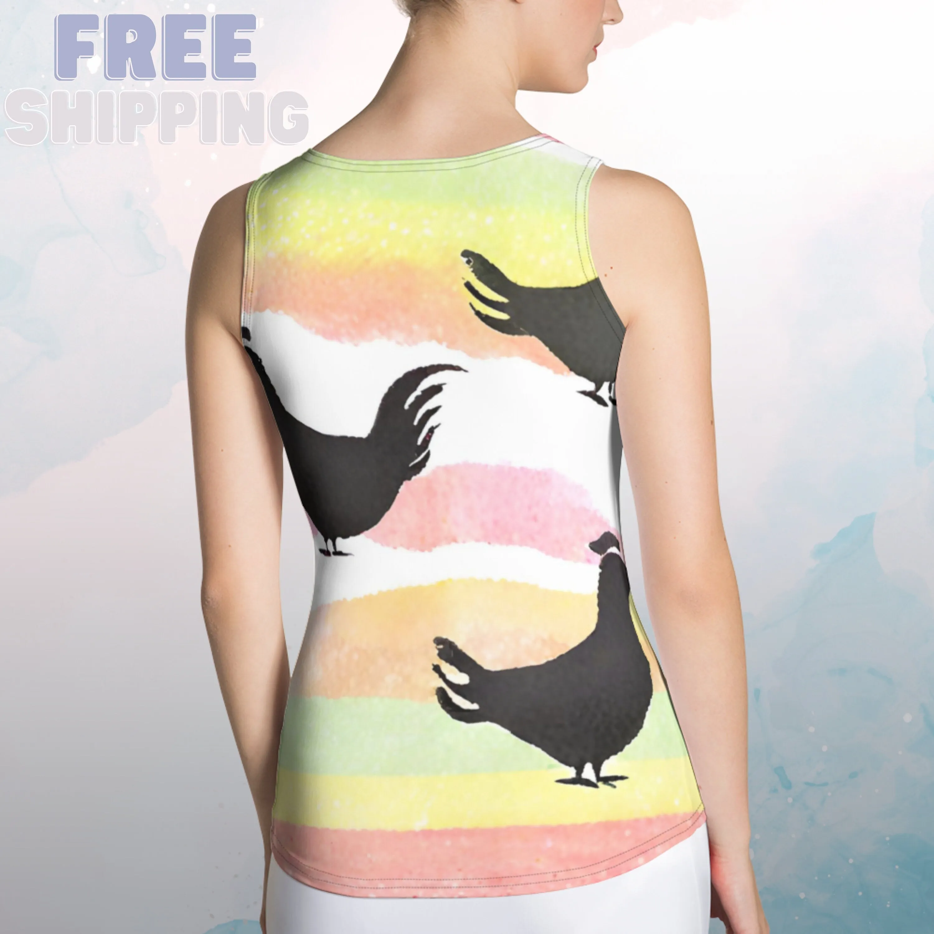 Rainbow Abstract Chicken Lover Sublimation Tank Top Gift Idea for Her