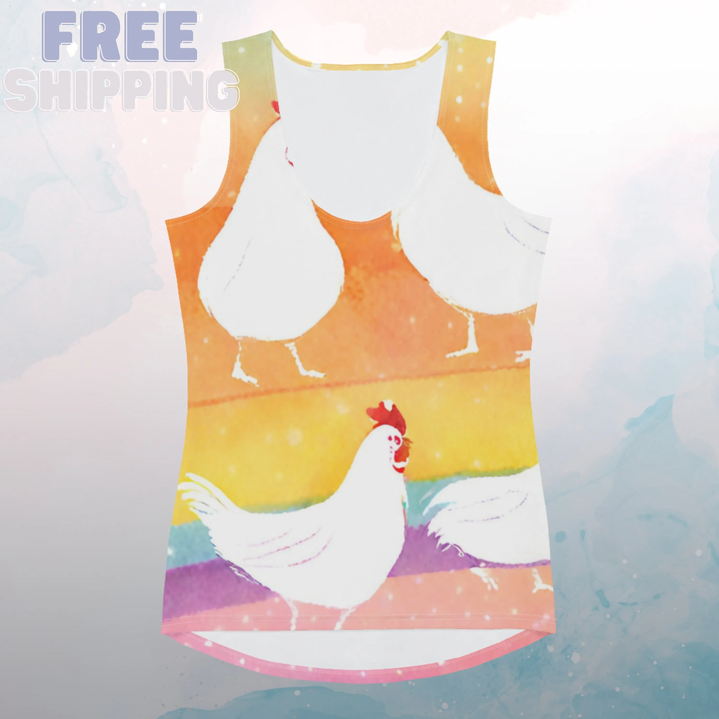 Rainbows and Roosters Silly Tank Top Farming Gift