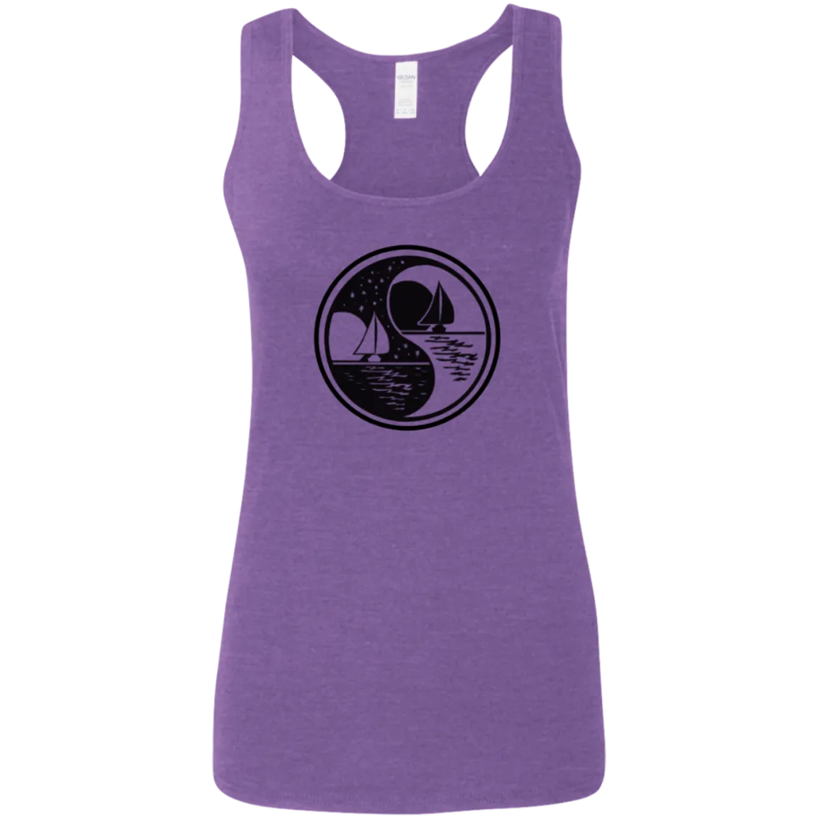 Yin Yang black on Ladies Softstyle Racerback Tank